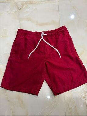 Amazon Essentials Men's Crimson Swim Trunks with White Drawstring